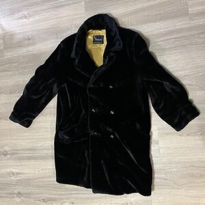 Vintage man black faux fur coat
